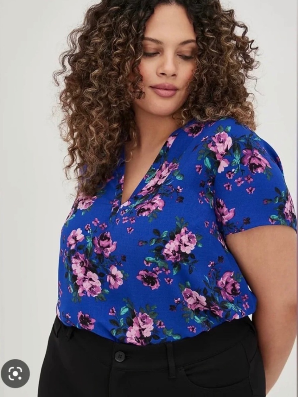 Torrid Size 3 Blue Floral Flutter Sleeve Blouse | Plus Size 3X